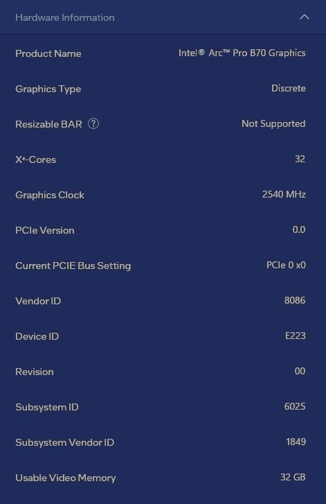 Intel Arc driver hardware details