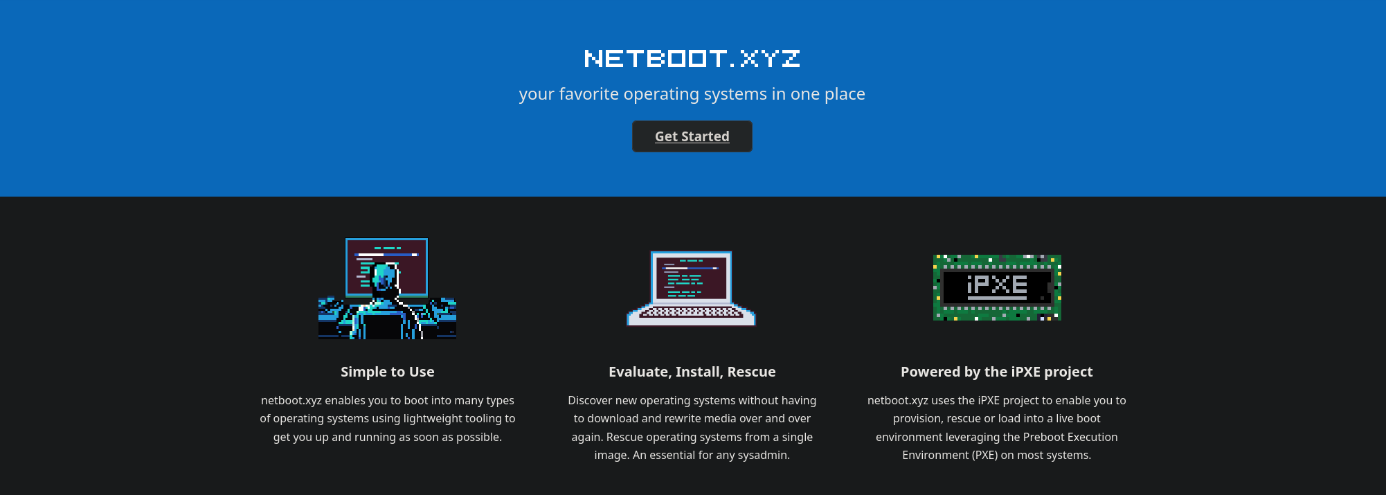 Netboot XYZ homepage view