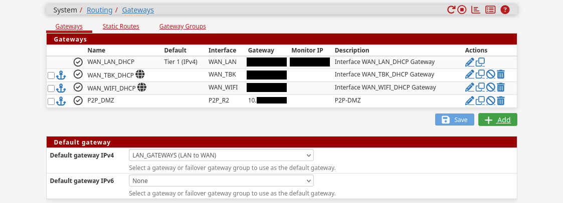 pfSense gateways ui