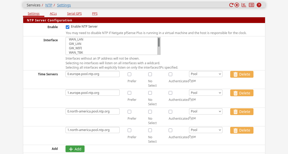 pfSense ntp configuration