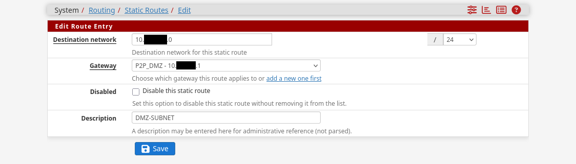 pfSense static route ui